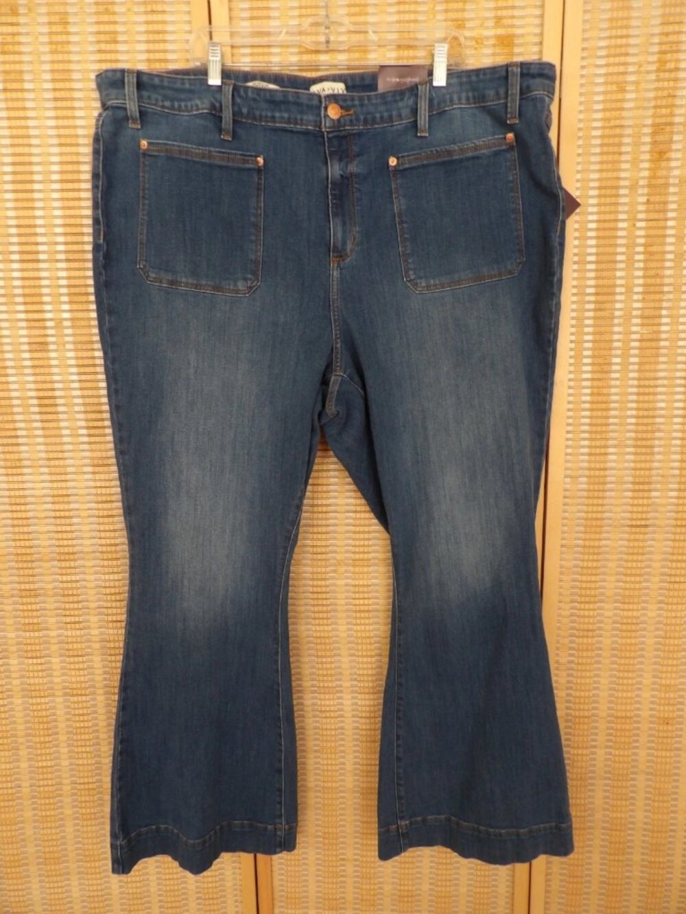 NWT Women's Ava & Viv High-Rise Flare Size 26 N0-Gap Waistband Blue Denim Jeans